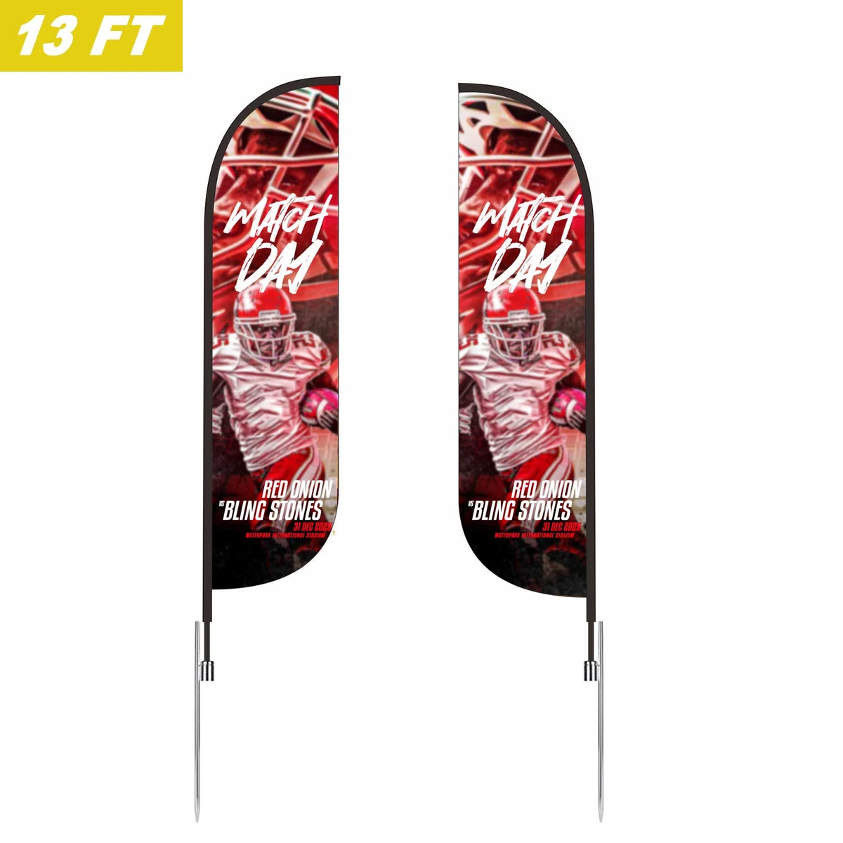 13' Custom Feather Flag Kit- Double Sided W/ Spike Base 1