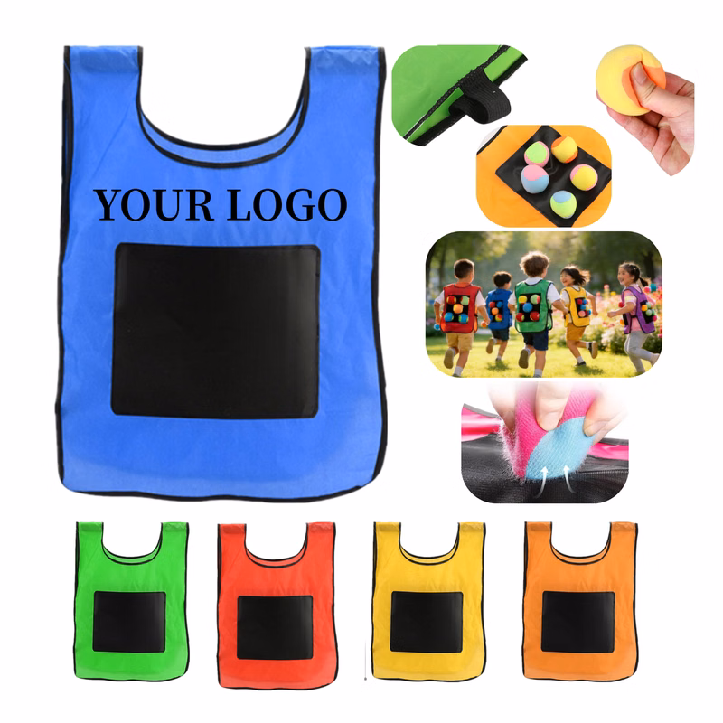 Children Hook & Loop Vest Game 2 Vests 10 Balls