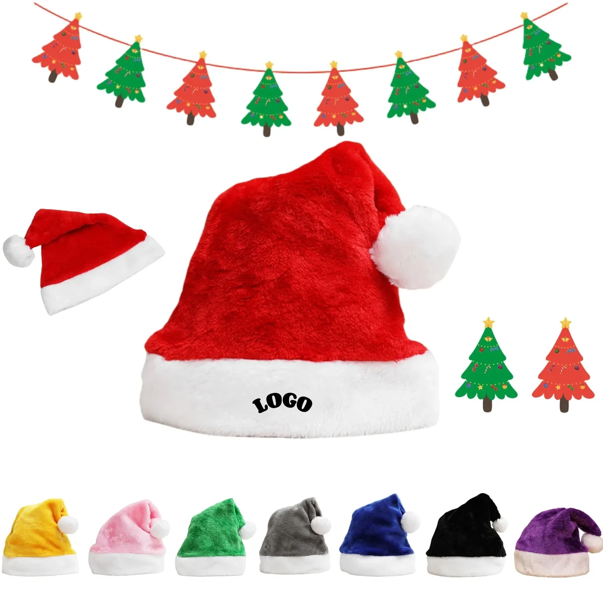 Warm Short Plush Holiday Christmas Santa Hat 1
