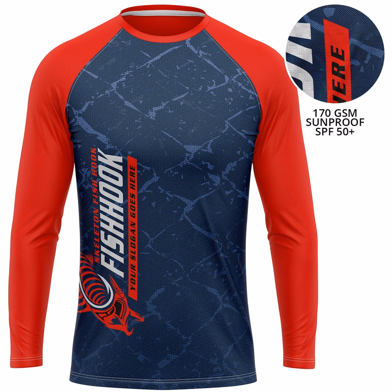 Unisex 170 GSM Sunproof UPF 50+ Sublimation Long Sleeve Fishing T Shirt