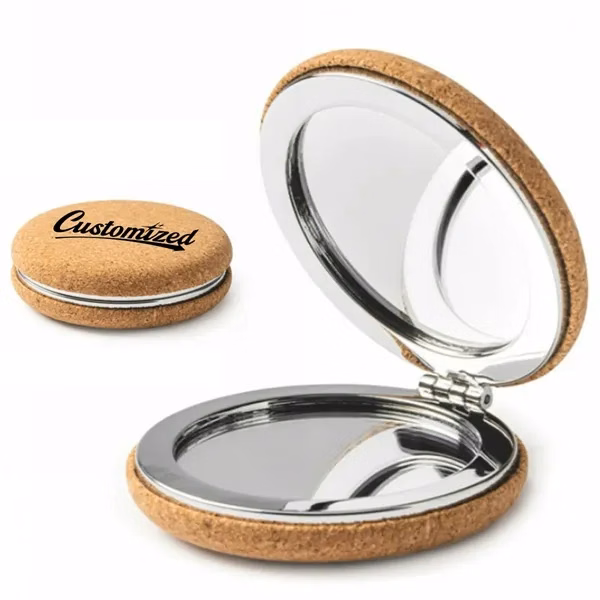 Custom Cork Compact Cosmetic Mirror 2.83 inch — Sustainable Personal Care Giveaway