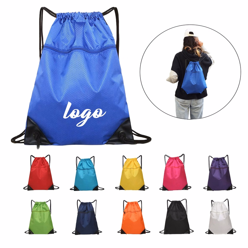 Zipper Drawstring Sport Backpack Bag