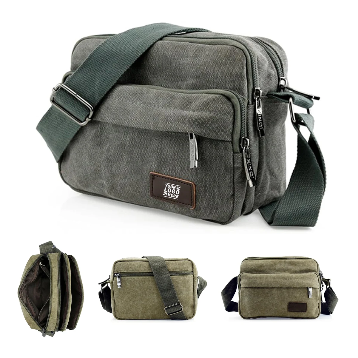 Men Vintage School Travel Crossbody Canvas Messenger Shoulder Bag Hiking Military Satchel 1