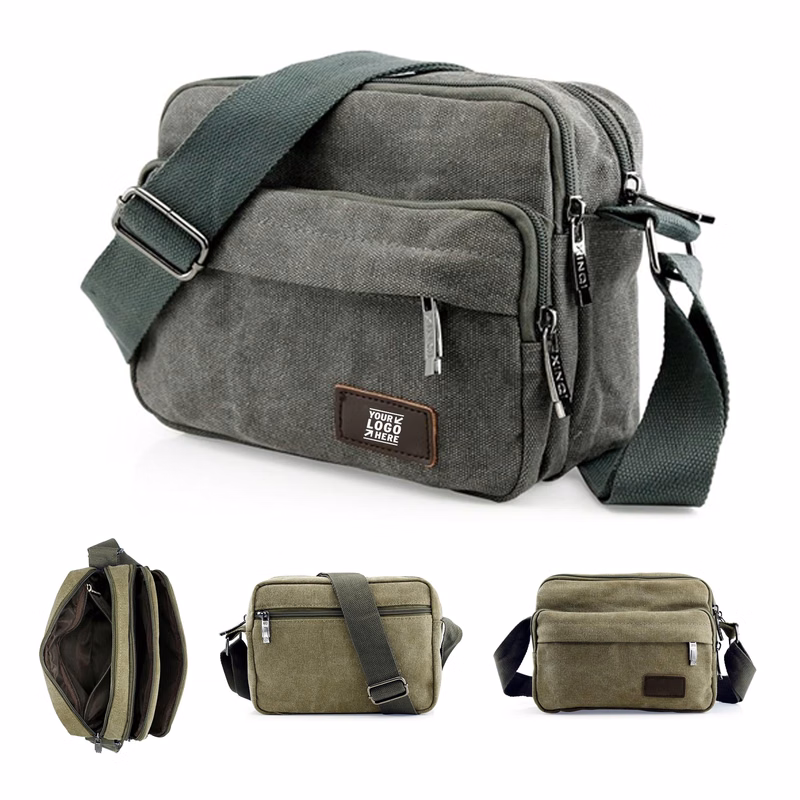 Men Vintage School Travel Crossbody Canvas Messenger Shoulder Bag Hiking Military Satchel