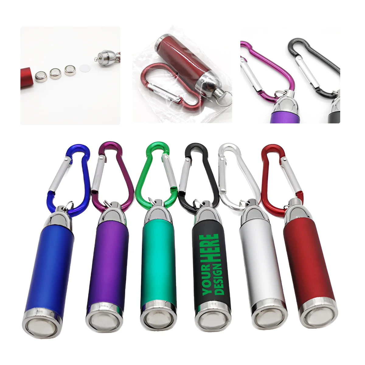 MOQ 50 Compact LED Flashlight Keychain with Clip 1