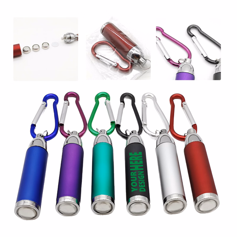 MOQ 50 Compact LED Flashlight Keychain with Clip