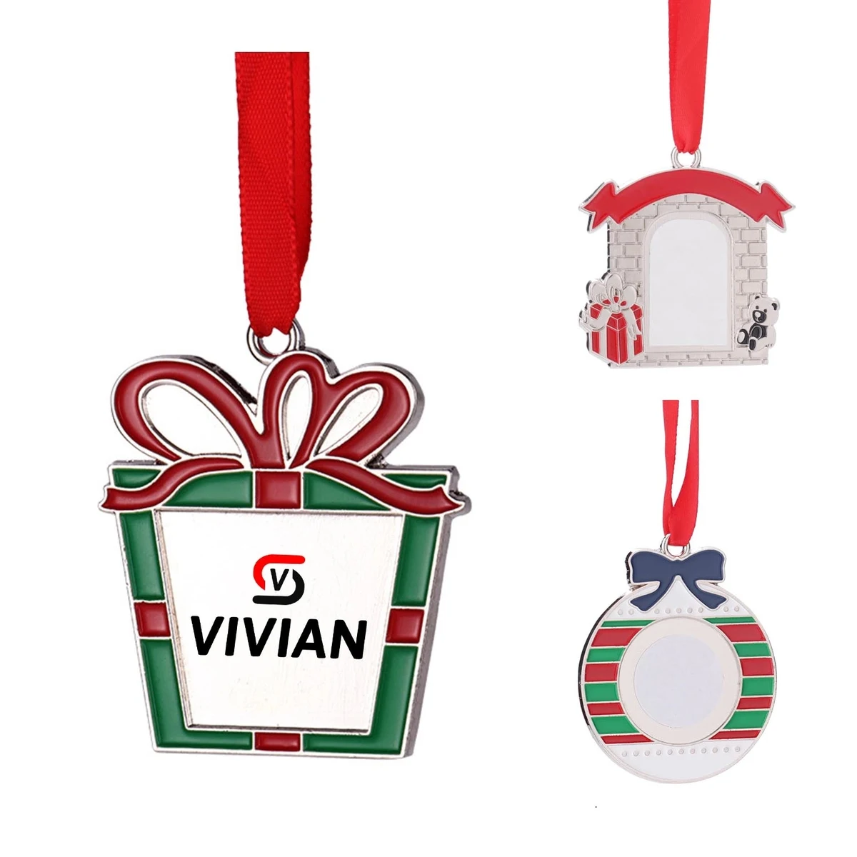 Christmas Ornament W/ A Red Ribbon 1