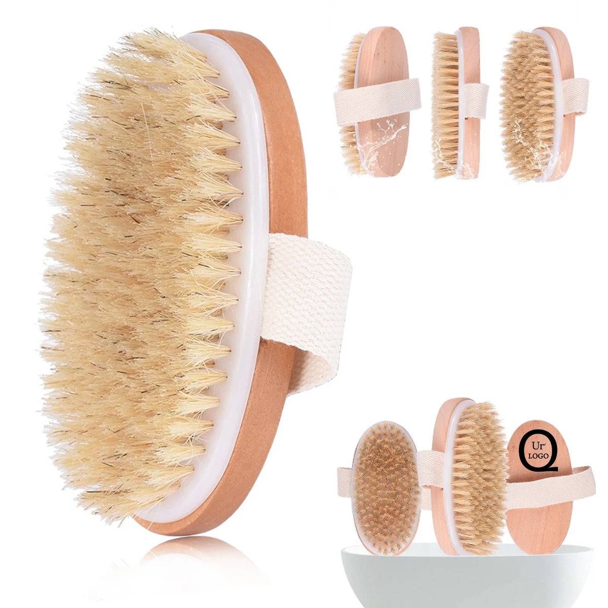 Oval Wooden Bath Body Brush 1