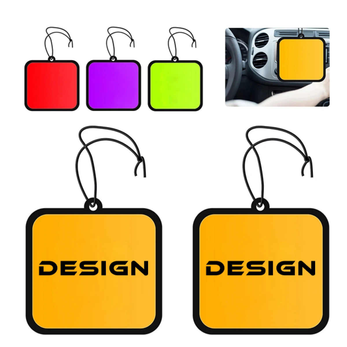MOQ 50 Custom 3x3 Square Car Air Freshener Full Color 1
