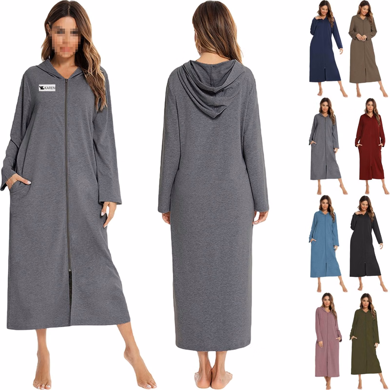 All-Season Long Zippered Housecoat Nightgown