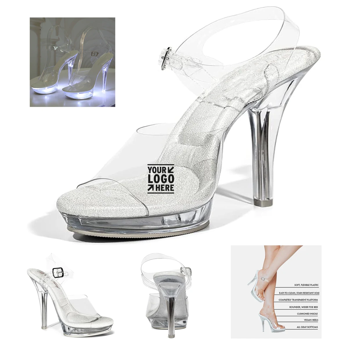 Fairy Bikini Competition Fitness Bodybuilding Shoes Comfortable Bridal Pageant Clear Heels 1