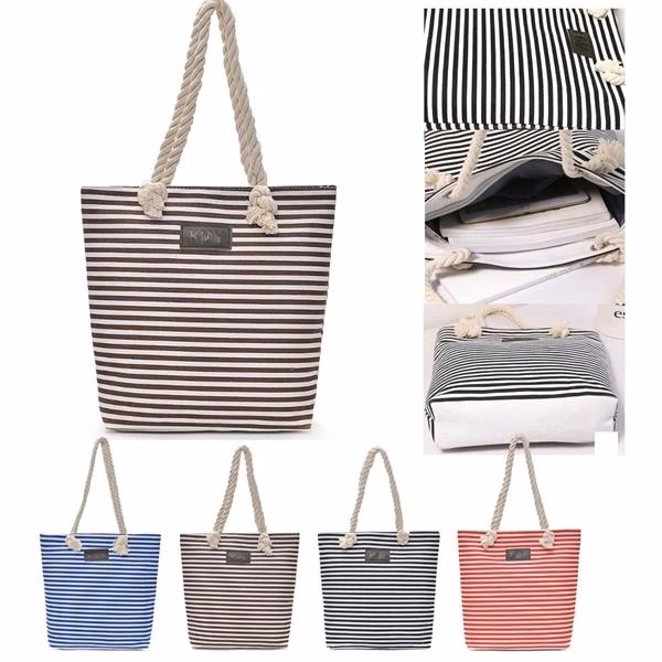 Canvas Striped Shoulder Bag