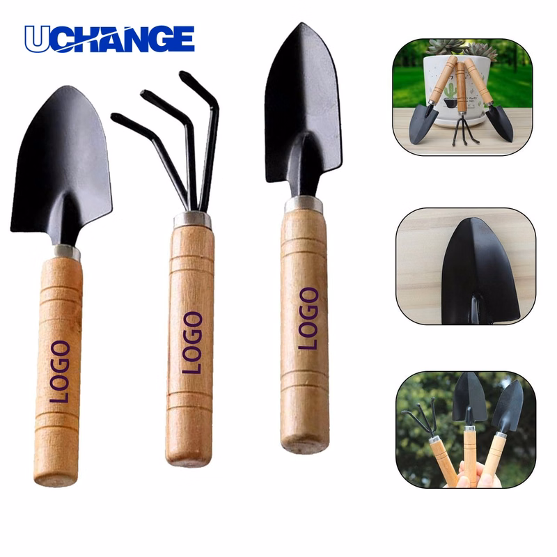 Mini Three Piece Set Of Wooden Garden Tool