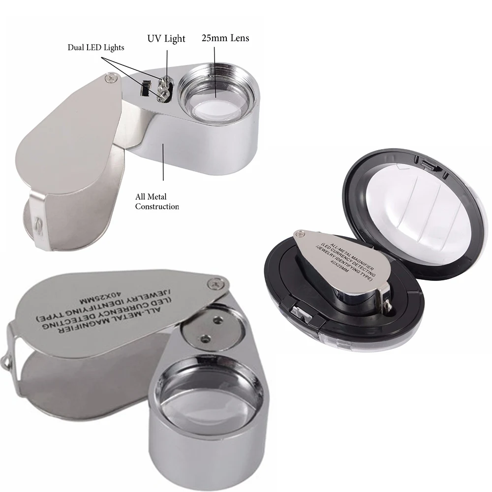 Metal Folding Magnifying Glass with LED Light 1