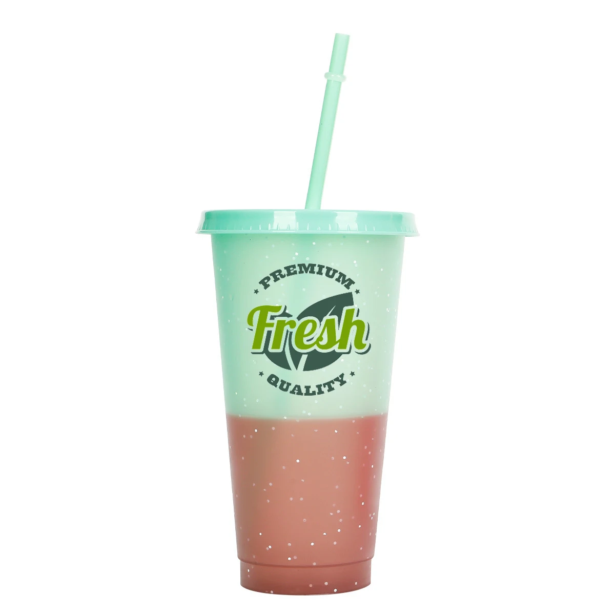 Plastic Color-Changing Cup With Straw 1