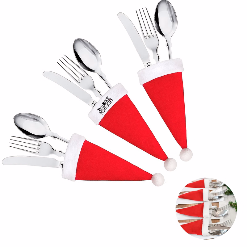 Santa Hat with Silverware Theme - Holiday Cheer