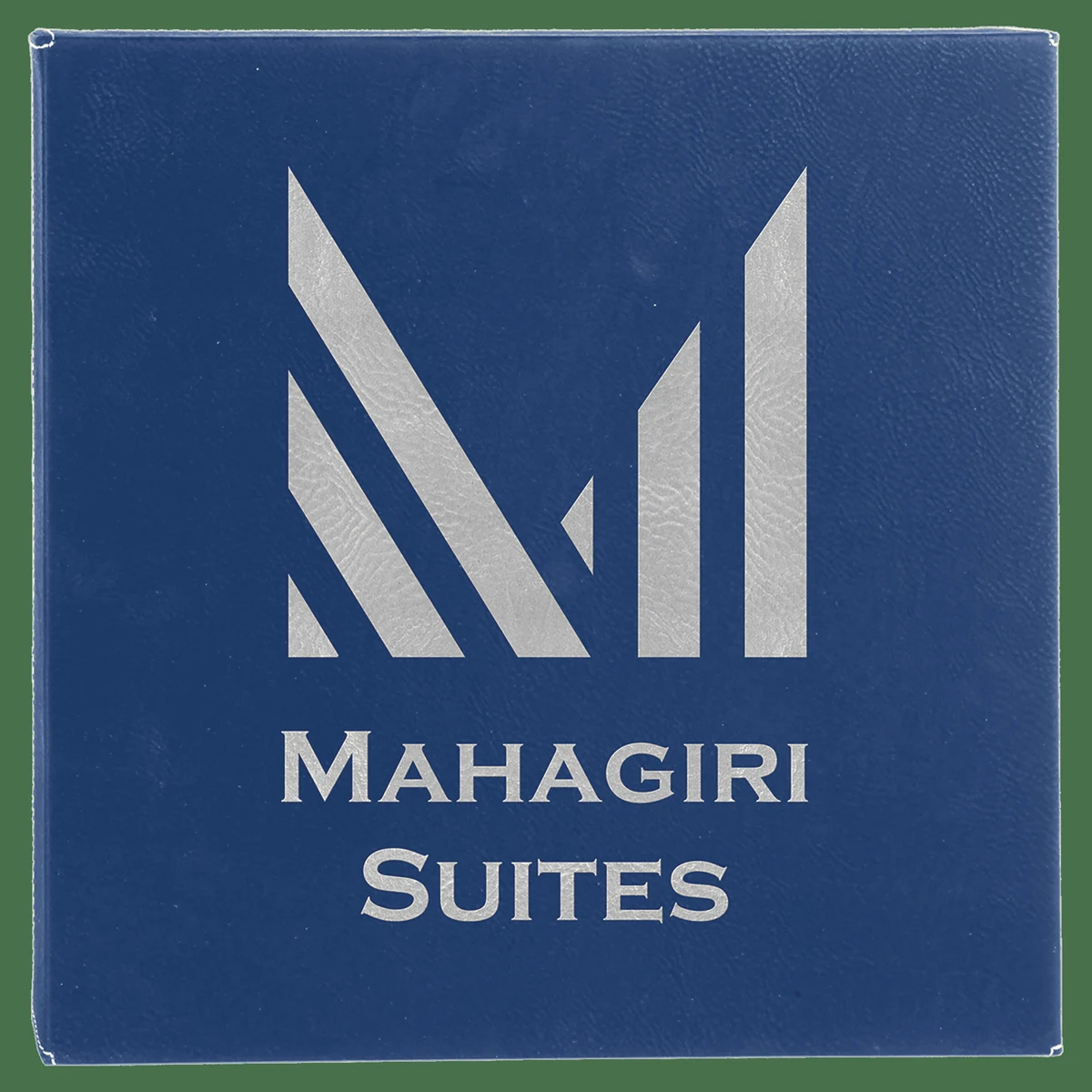14" x 14" Blue/Silver Leatherette Wall Decor with Sawtooth Hanger 1