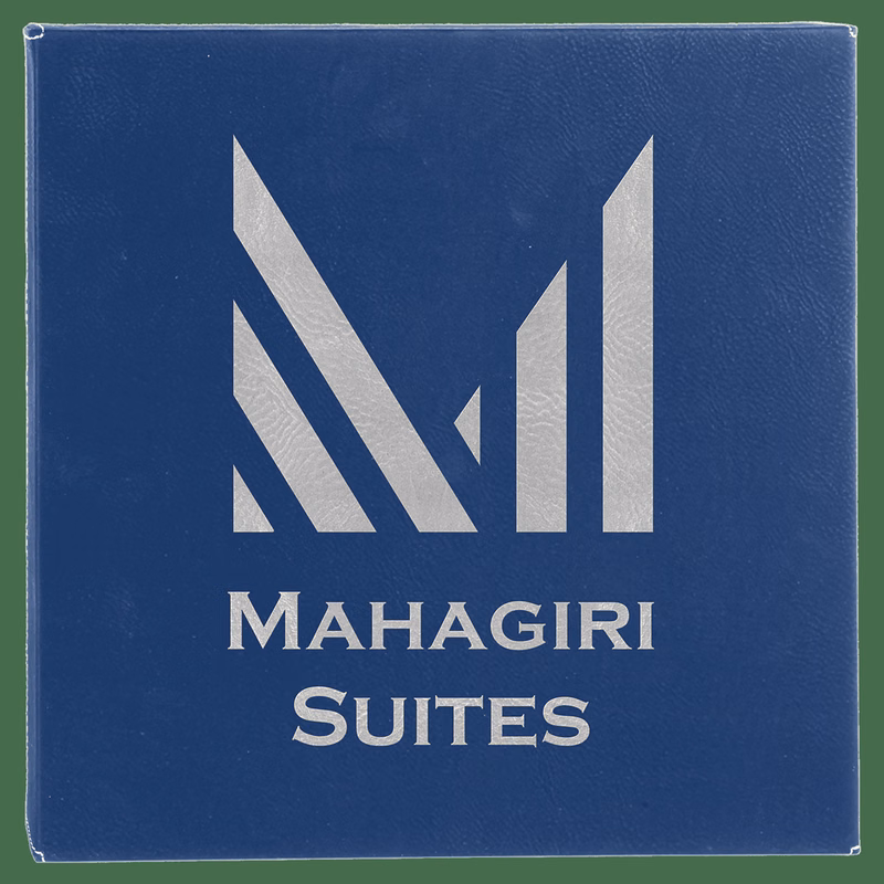 14" x 14" Blue/Silver Leatherette Wall Decor with Sawtooth Hanger