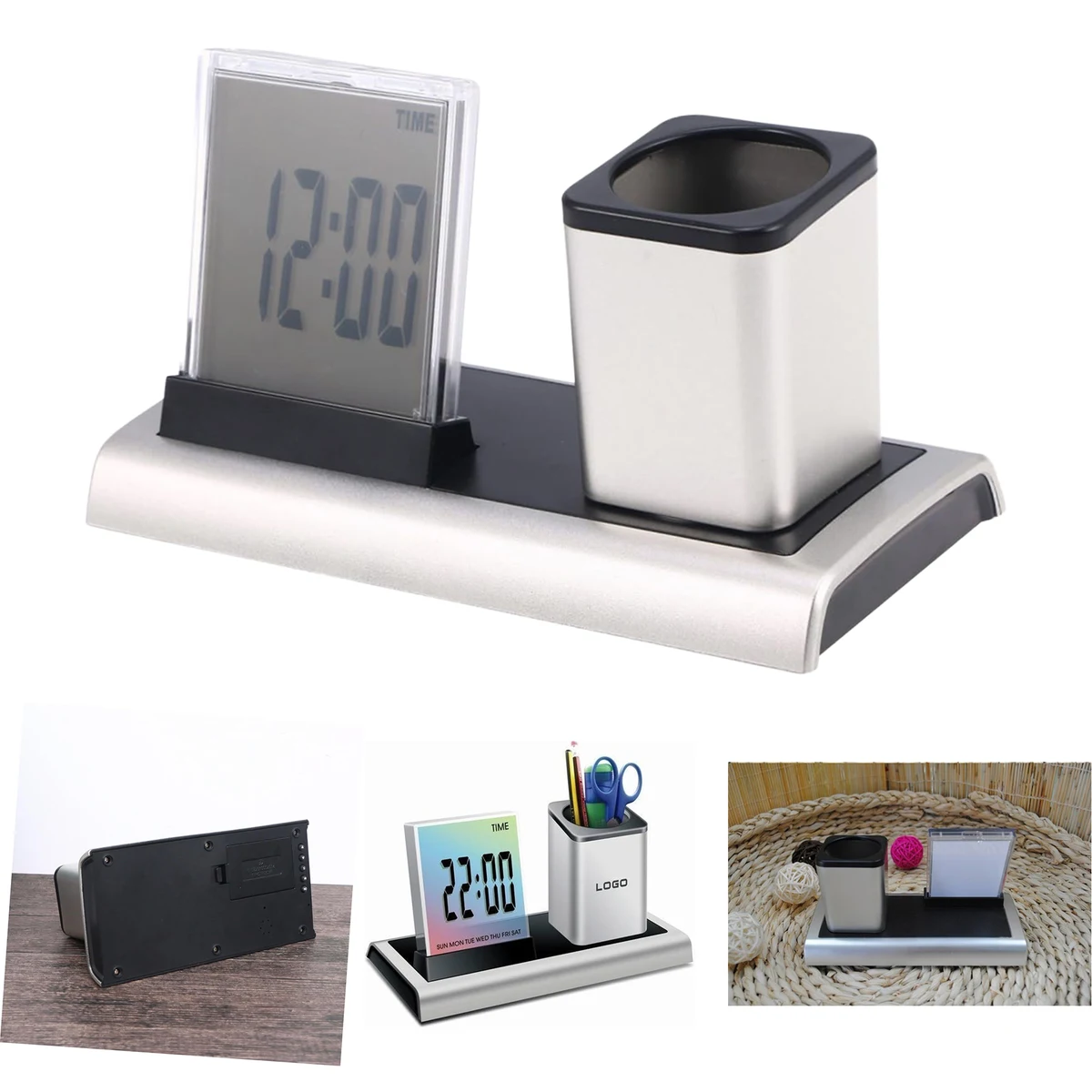 Pen Holder Thermometer Alarm Clock 1