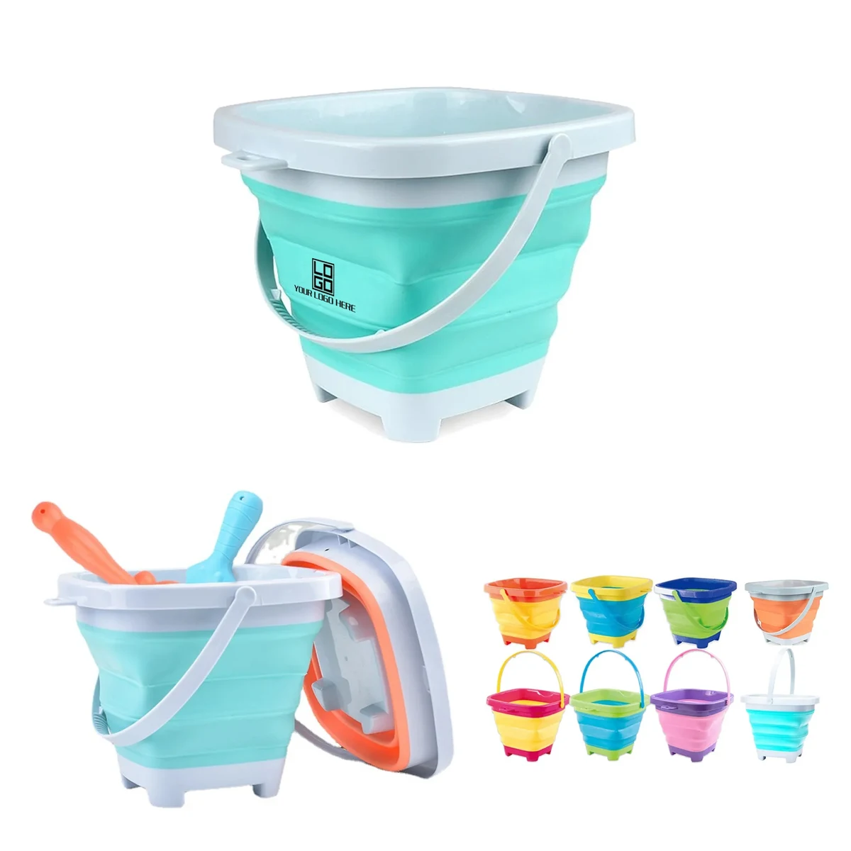 Bucket Sandbox Square Party In Summer Foldable Pail 1