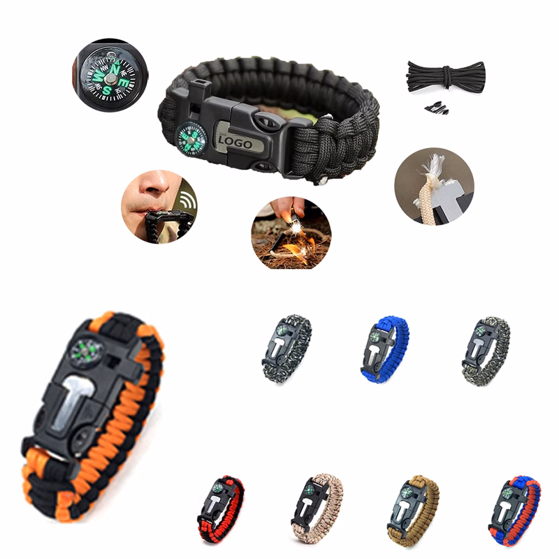 Outdoor MOQ50 5-in-1 Survival Rope Keychain
