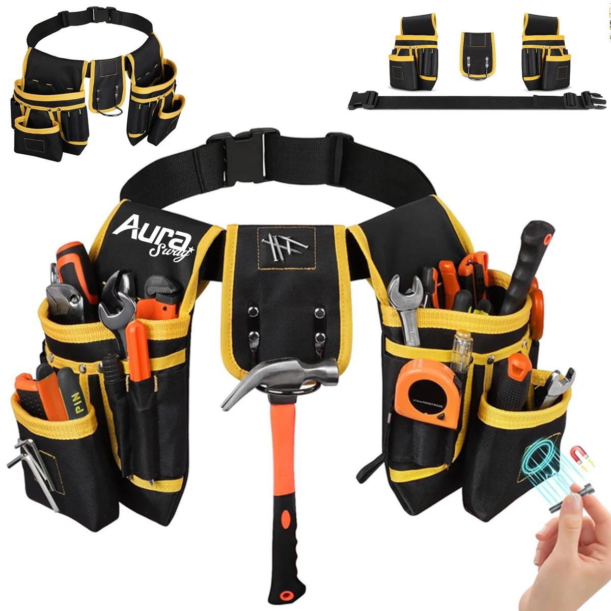 Durable Tool Belt W/ Adjustable Strap Multiple Pockets 1