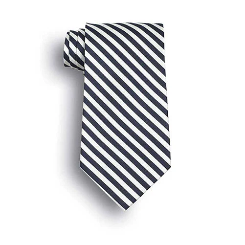 Navy Blue/White Saville Stripe Polyester Tie 1
