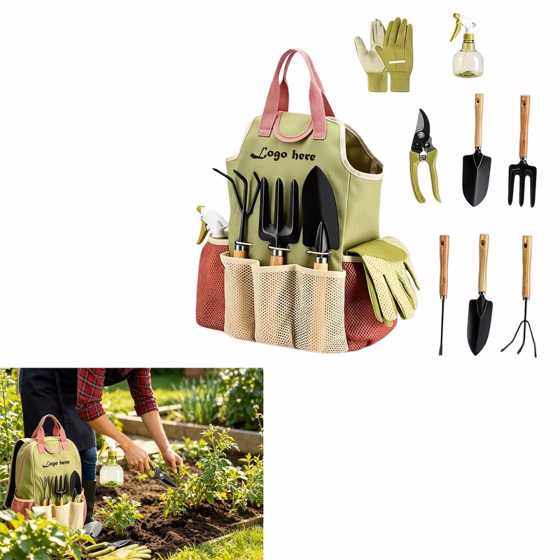 Portable Garden Hand Tool Set With Storage Tote Bag