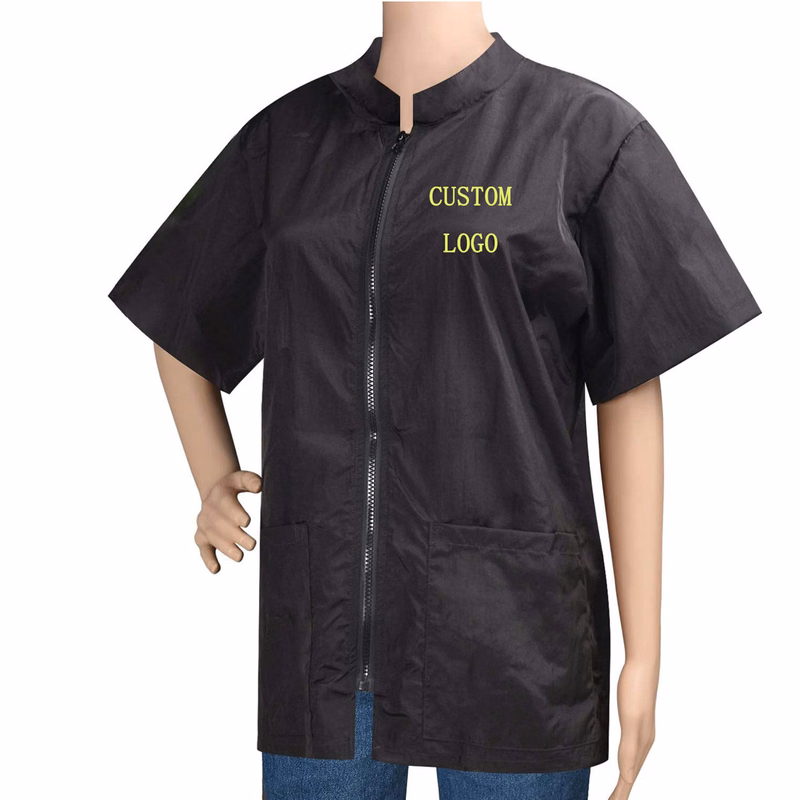 Polyester Barber Print Logo Jacket Waterproof Salon Work Clothes