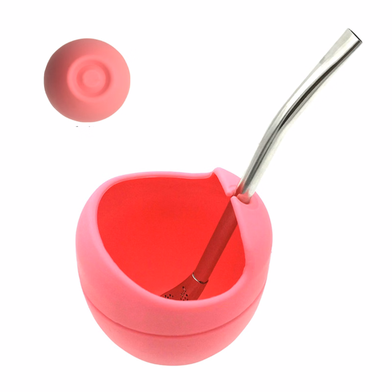 Silicone Tea Cup With 304 Stainless Steel Straw