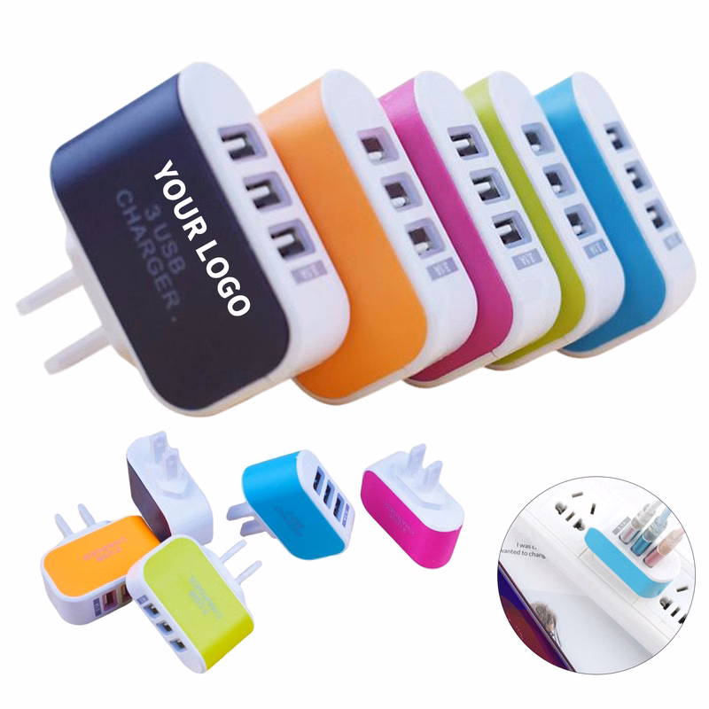 ABS Material Three Port USB Travel Charger Compact Design