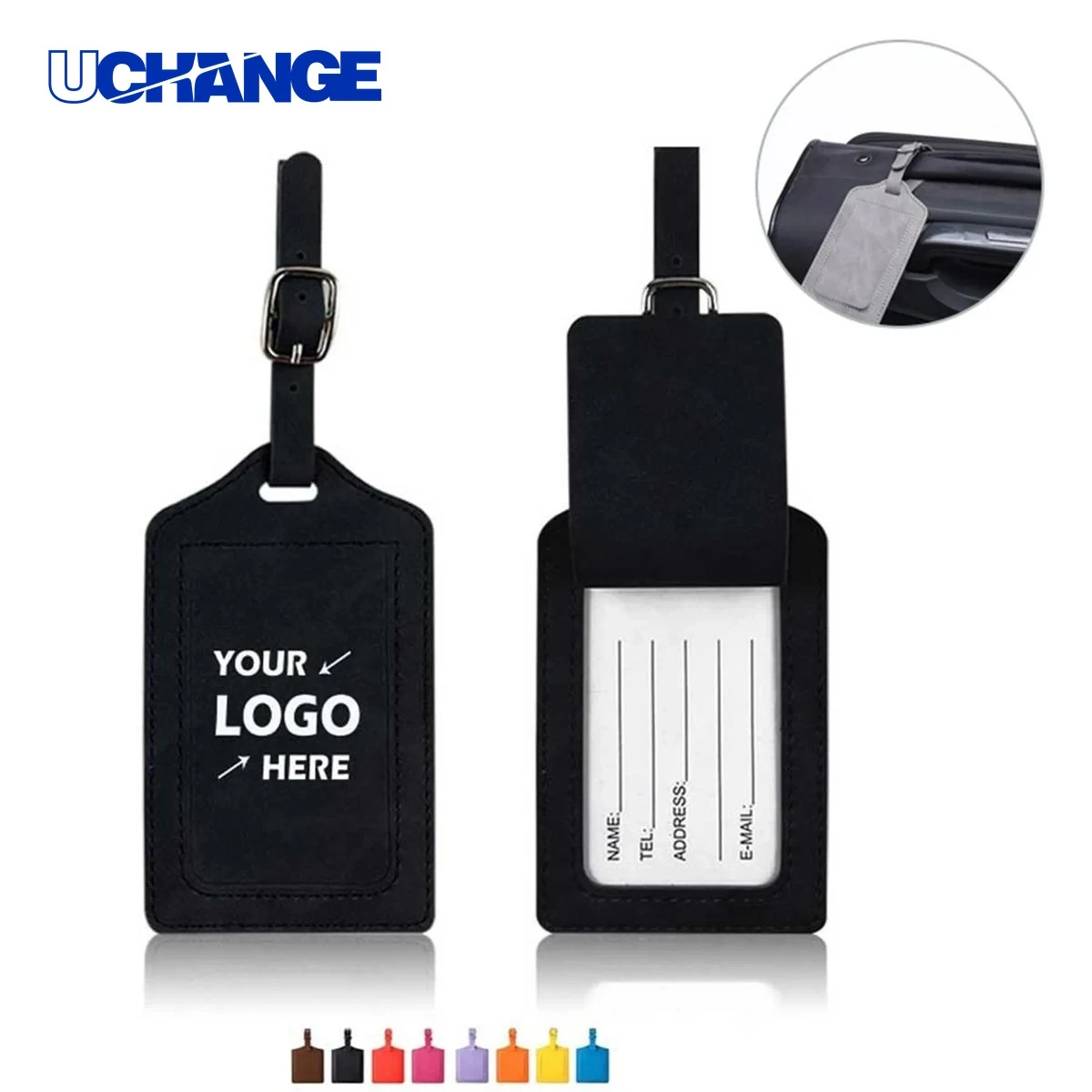 PU Leather Luggage Tag Premium Travel ID Accessory 1