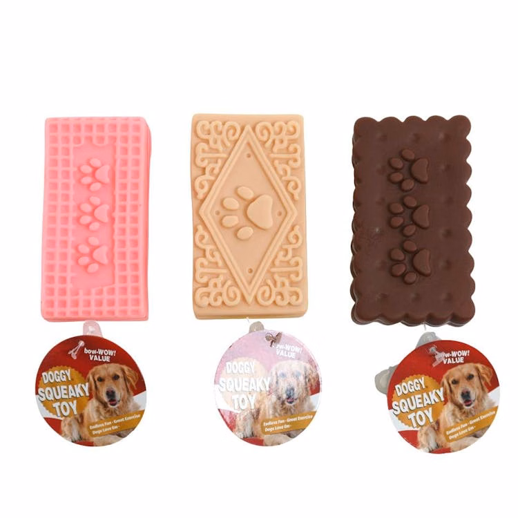 Squeaker Vinyl Dog Toys - Wafer Cookie Assorted Colors