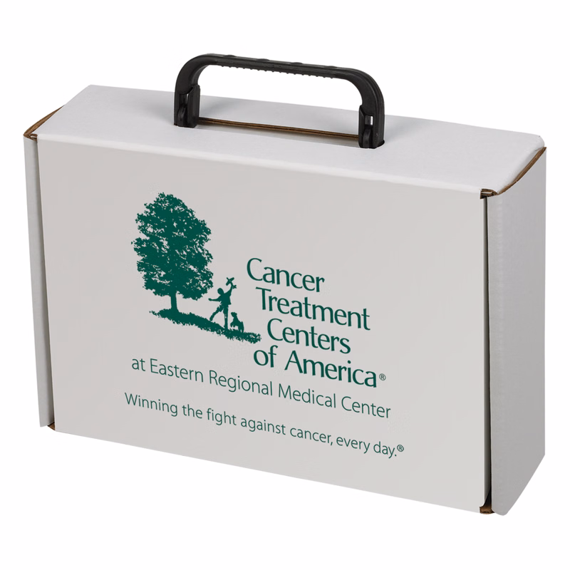 9 3/4" x 6-3/4" x 2 3/4" - B-Flute Box with Hinged Handle