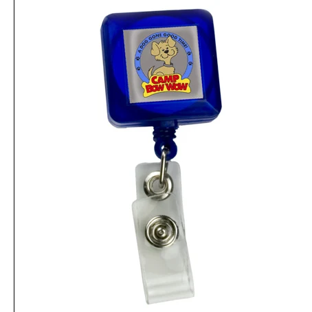 Domed Retractable Badge Holder (Square w/ Slip on Clip) 1