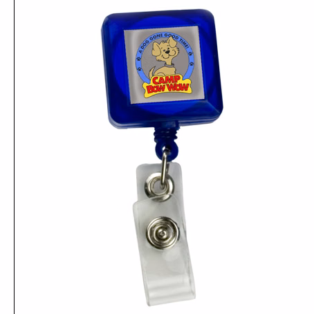 Domed Retractable Badge Holder (Square w/ Slip on Clip)