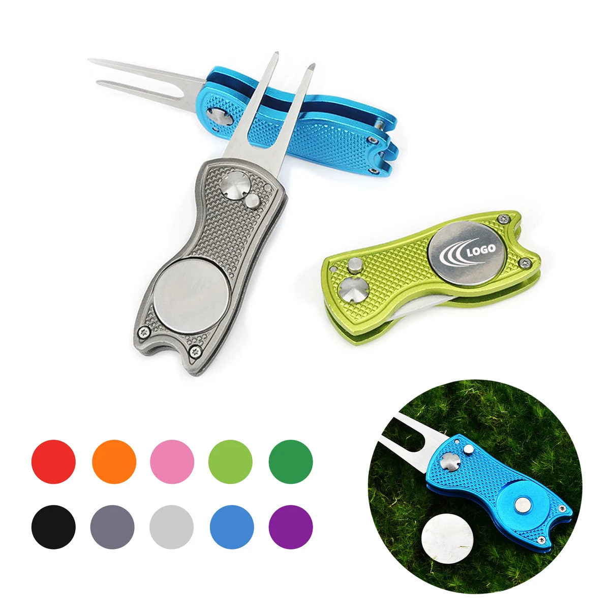 Foldable Metal Golf Divot Repair Tool 1