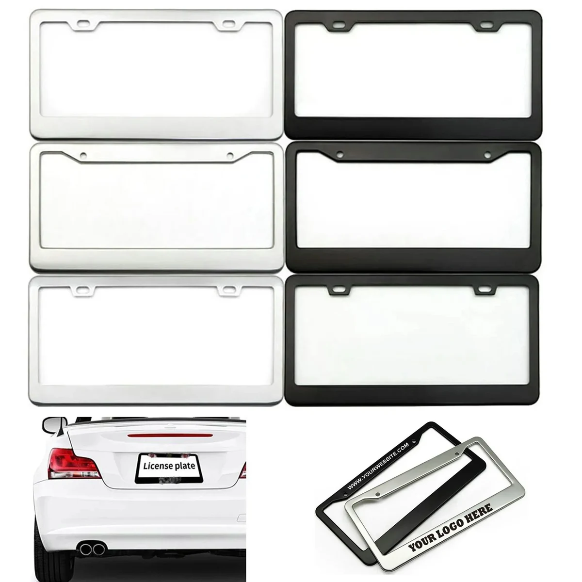 Chrome ABS Plastic License Plate Frame With Logo Imprinted 1