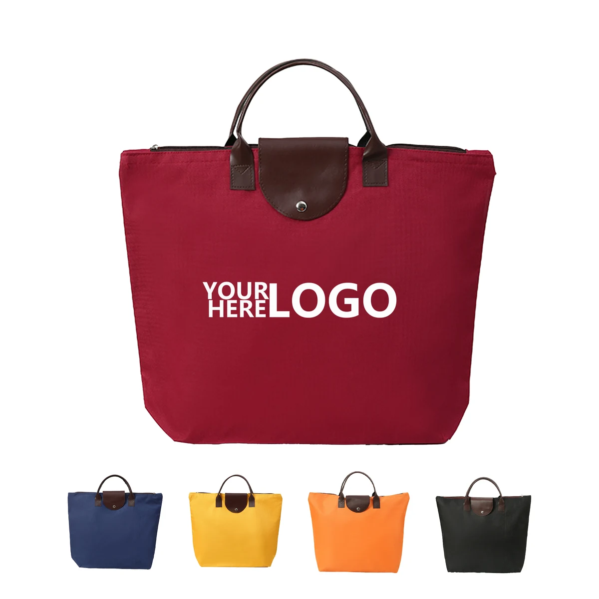 Zipper-Closed Waterproof Oxford Portable Shopping Bag 1