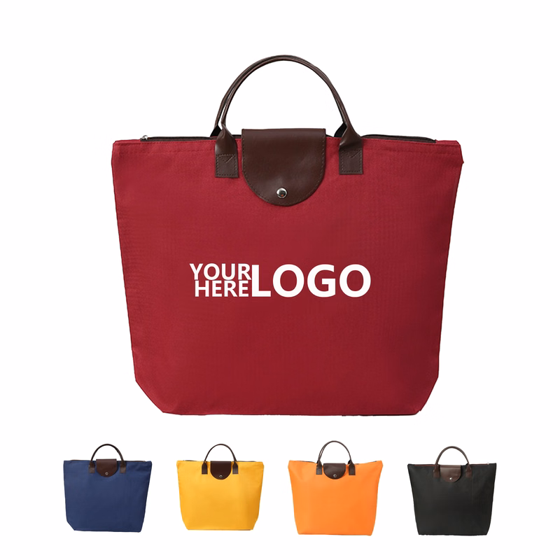 Zipper-Closed Waterproof Oxford Portable Shopping Bag