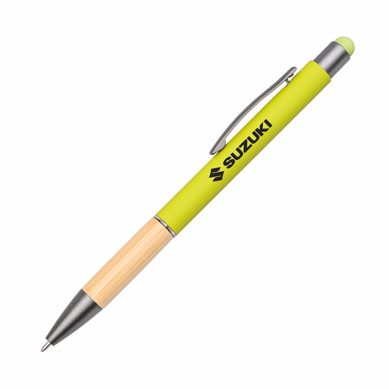 Assias Aluminum Pen w/Bamboo Grip & Blue Refill