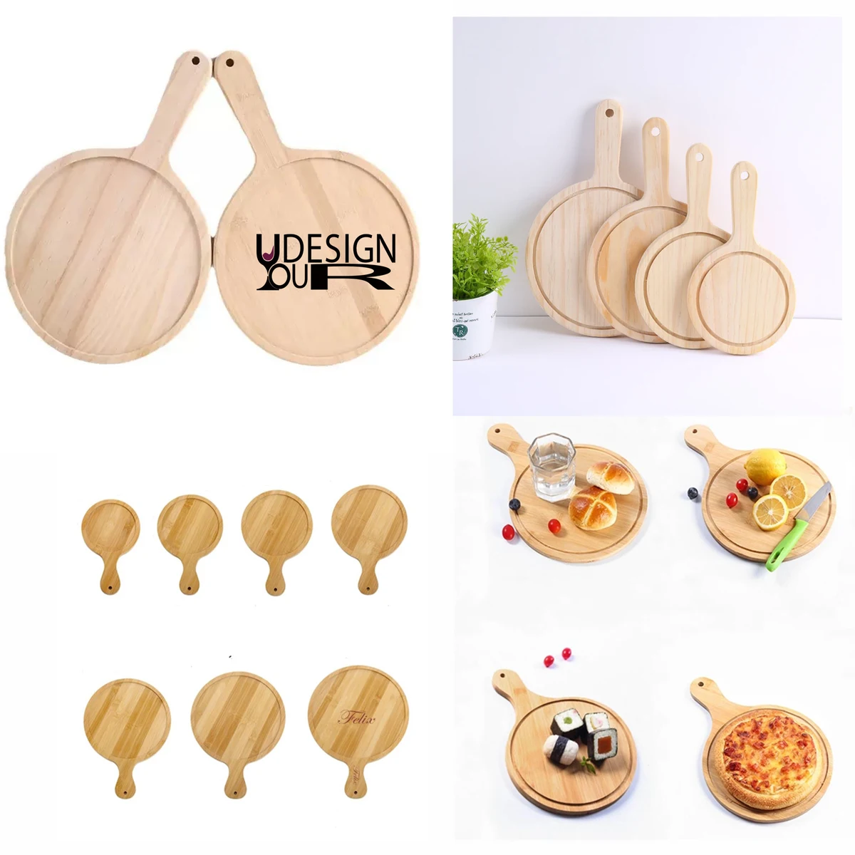9" Thick Wooden Pizza Board MOQ 10pcs 1