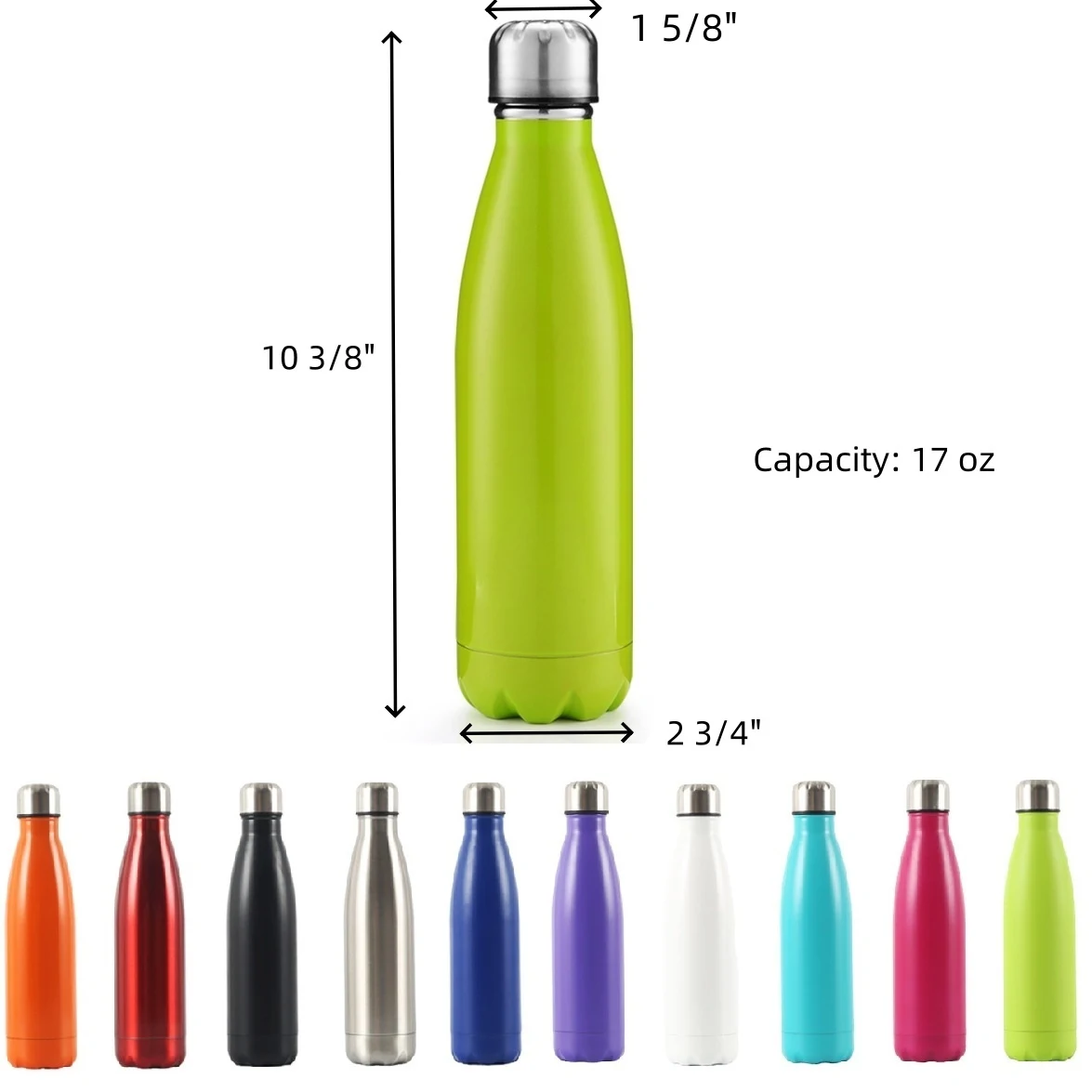 17 oz Stainless Steel Vacuum Insulated Sports Bottle, custom water bottle with logo imprint 1