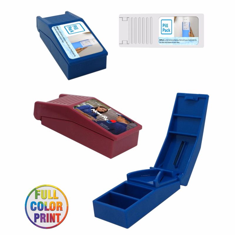 2-in-1 Pill Box W/ Tablet Cutter Pill Splitter