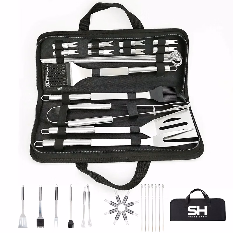 Stainless Steel BBQ Grill Tool Kit with Carrying Bag 20pcs