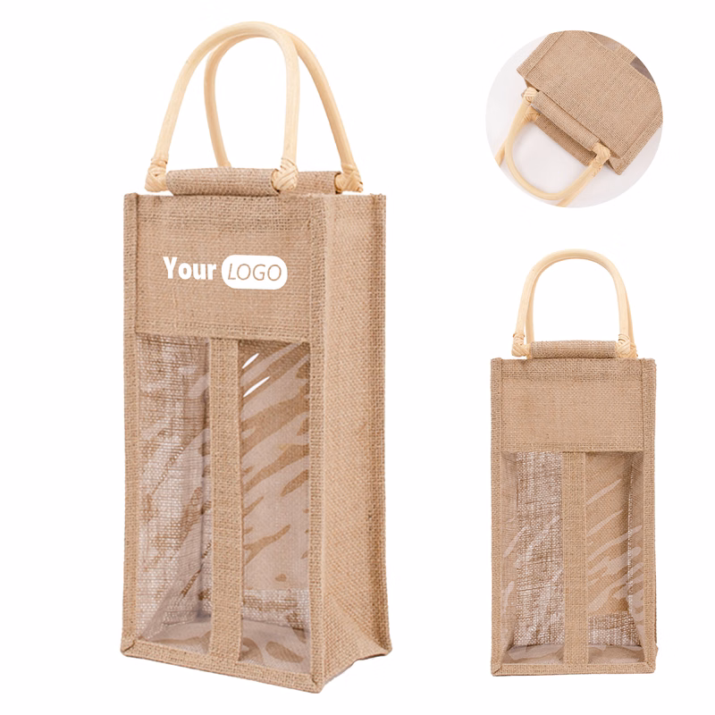 Jute Vintage Red Wine Tote Bag