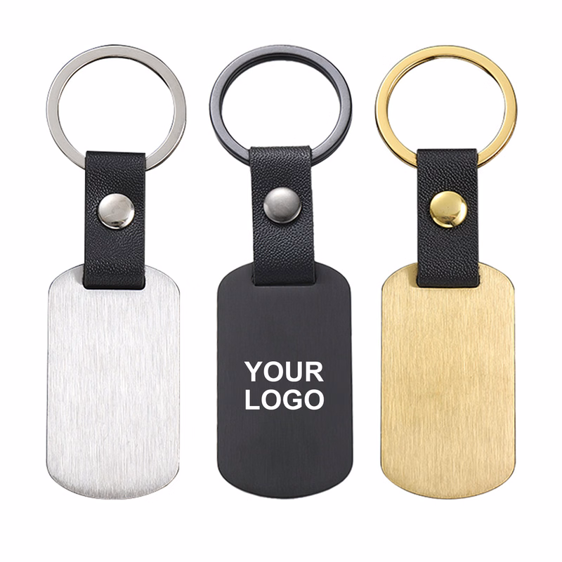 Fashion Metal Leather Keychain With Customizable Logo
