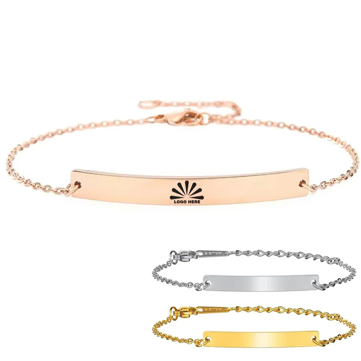 Stainless Steel Bracelet With Customizable Logo 1