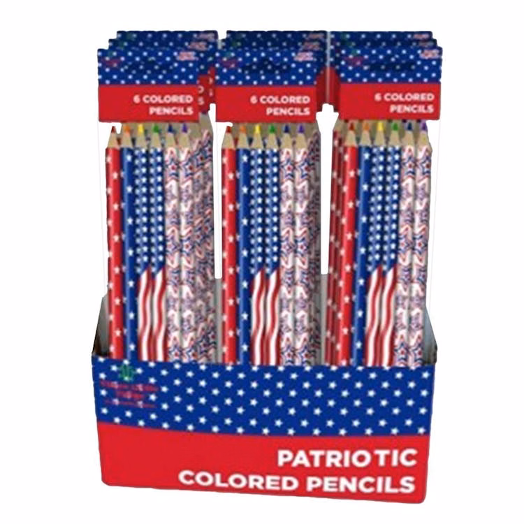 Colored Pencils - Patriotic Foil Wrapped 6 Colors