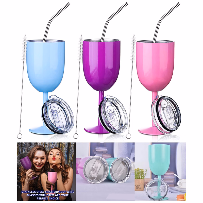 10 oz Stemmed Stainless Steel Wine Glasses